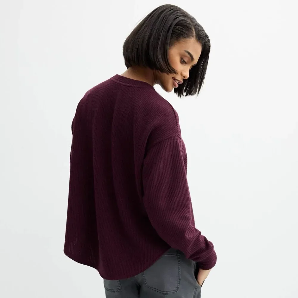 Women's Sonoma Goods For Life Sweater Size XS Plum Ribbed Shirttail Top NWT